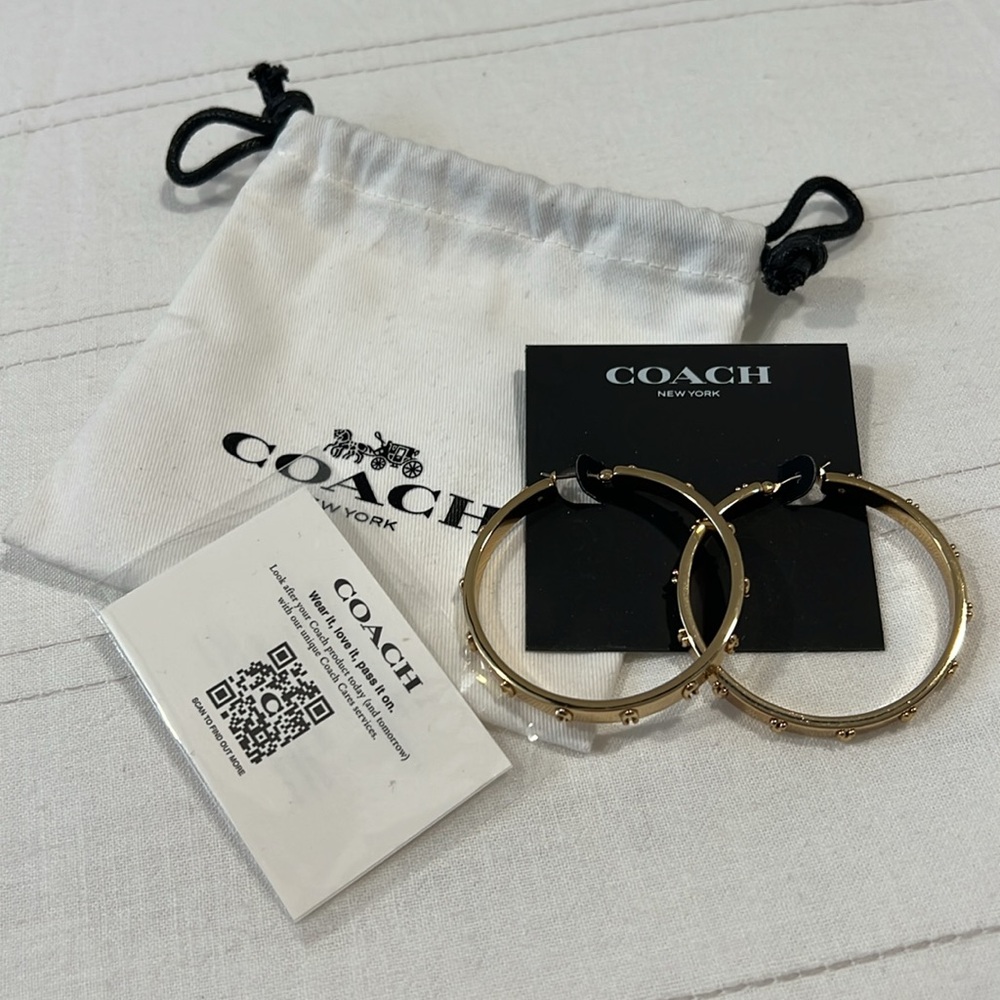 Coach Gold Studded Hoop Earrings
